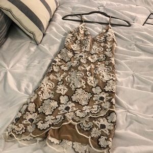 Gianni Bini Nude Lace Sequined Dress